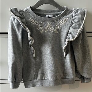 Janie and Jack Gray Floral Ruffle Sweatshirt